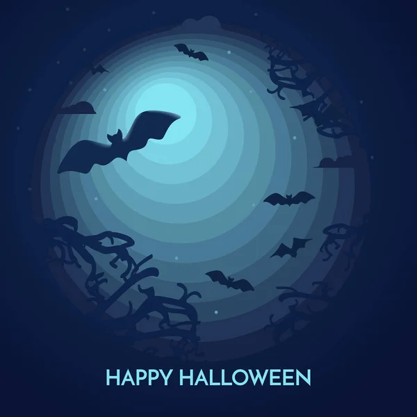 Haunted Happy Halloween vector banner with bats — Stock Vector