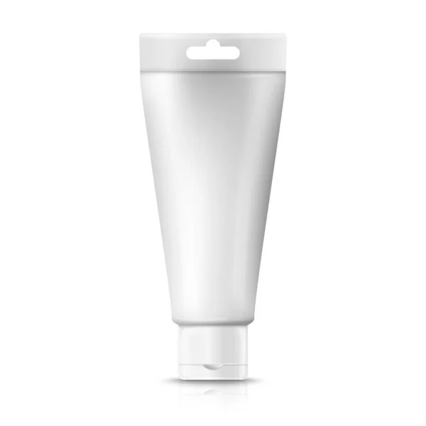 Vector 3d tubo de crema realista con ranura para colgar — Vector de stock