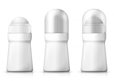 Beyaz deodorant şişeleri vector 3D gerçekçi seti