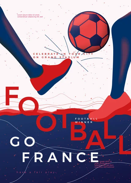 Vector typographic France football poster template — Stock Vector