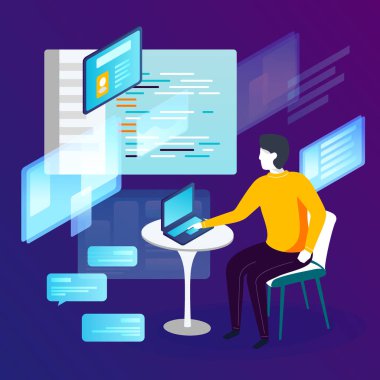 Vektör kavramı Illustration-Notebook ile adam