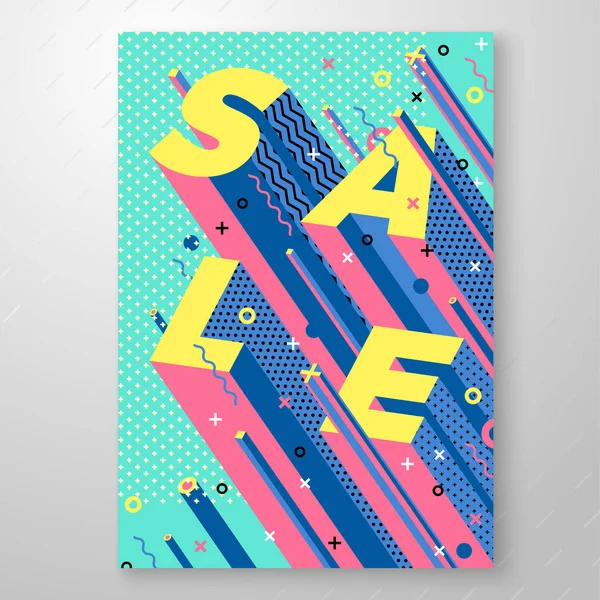 Affiche de style memphis Vector SALE, formes géométriques — Image vectorielle