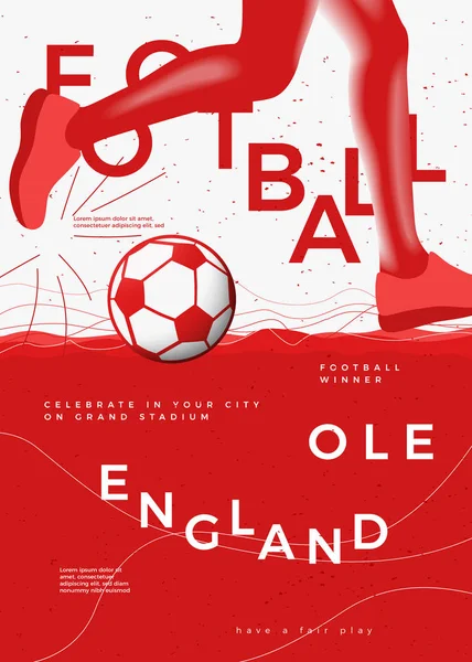 Vector typographic England winner football poster — Stock Vector