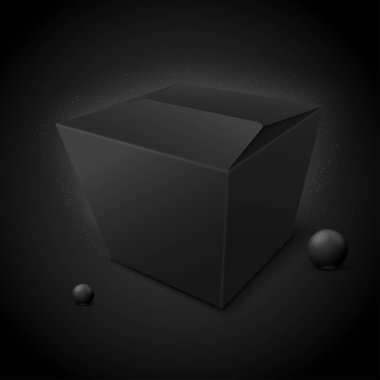 Vektör 3D lüks koyu kutu paketi, siyah izole