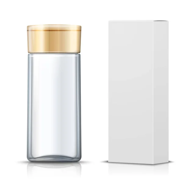 ベクトル現実的な透明なガラスシャンプーボトル — ストックベクタ