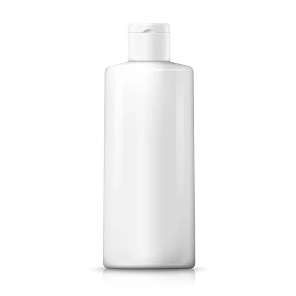 Vector 3d realista botella de champú de plástico blanco — Vector de stock