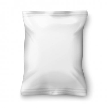 Vektör boş folyo snack paketi beyaz izole
