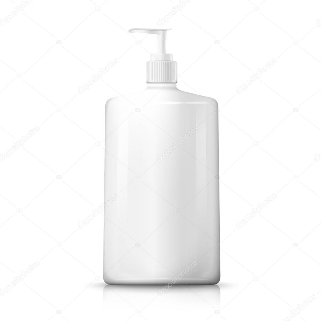 Vector 3d realistic white plastic bottle with pump