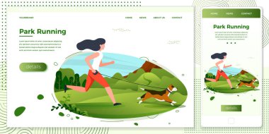Vektör crossplatform illüstrasyon kız ve köpek koşmak