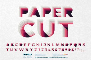 Vektör kağıt doku ile yazı tipi harfleri kesip