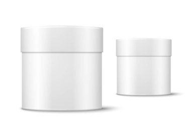 Vektör gerçekçi yuvarlak kağıt kutusu beyaz izole