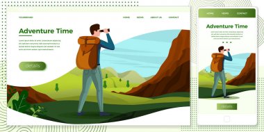 Vektör çapraz platform illüstrasyon seti adam yürüyüş