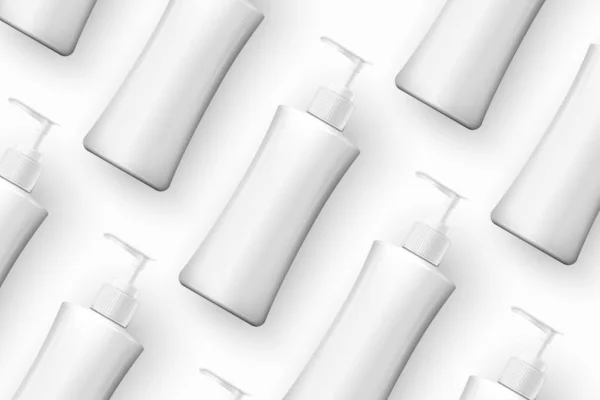 Modello vettoriale realistico bottiglie di shampoo cosmetici — Vettoriale Stock
