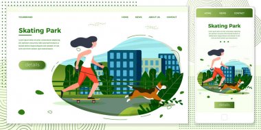 Köpek ile Vektör çapraz platform illüstrasyon kız