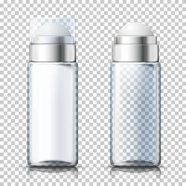 Vektor 3d realistiska transparent deodorant flaskor — Stock vektor
