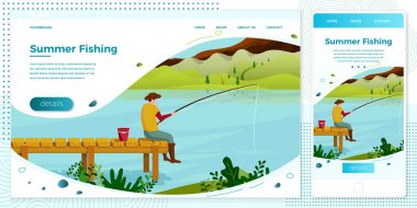 Vektör çapraz platform illüstrasyon balıkçı seti