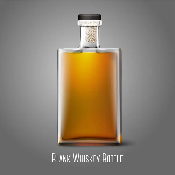 Lege vierkante Whiskey fles geïsoleerd op grijs — Stockvector