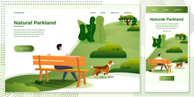 Vektör çapraz platform illüstrasyon parkta adam seti