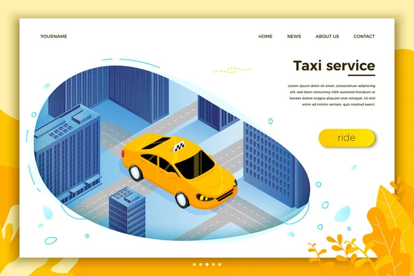 Taxi concetto vettoriale guida in taxi per il cliente — Vettoriale Stock