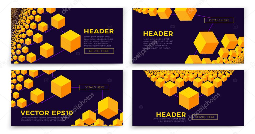 Vector banner templates - bright isometric chain