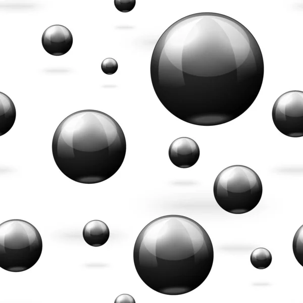 Векторный бесшовный рисунок с шарами из черного мрамора — стоковый вектор