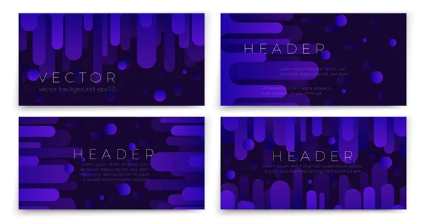 Conjunto de banners abstractos vectoriales con flujo violeta — Vector de stock