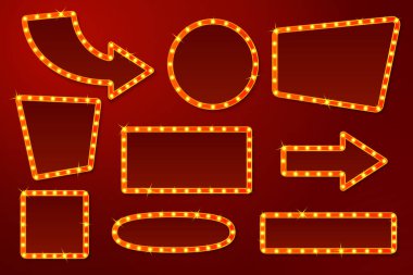 Sirk vb için vektör gerçekçi parlayan lamba işaretleri