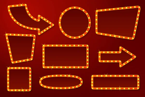 Sirk vb için vektör gerçekçi parlayan lamba işaretleri