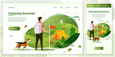 Vektör illüstrasyon seti - köpek ile turist adam