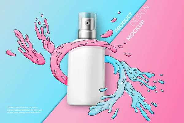 Vector cosmetic spray bottle on modern background — Stock Vector