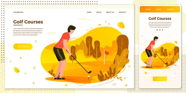 Vektorová křížová platforma ilustrace hrající Golf — Stockový vektor