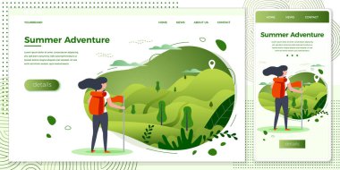 Vektör çapraz platform illüstrasyon turist kız