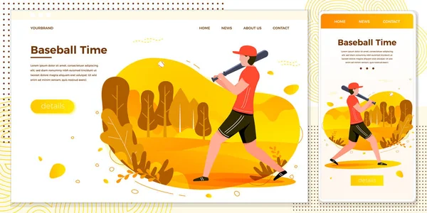 Vektorové ilustrace set-muž hrající baseball — Stockový vektor
