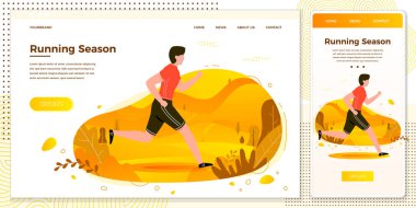 Vektör çapraz platform illüstrasyon seti adam çalışan