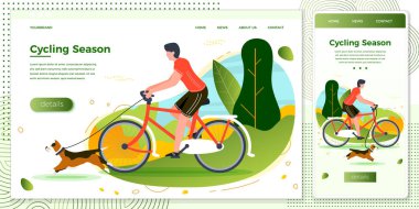 Vektör illüstrasyon adam köpek ile bisiklete binme