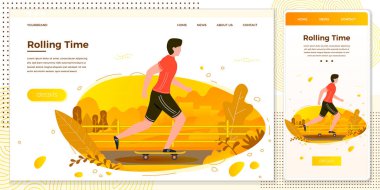 Vektör çapraz platform illüstrasyon seti paten adam