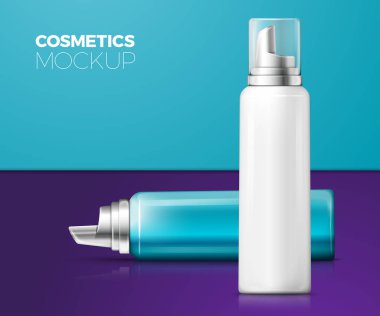 Vektör mus şişeleri mavi, yansımaları ile beyaz