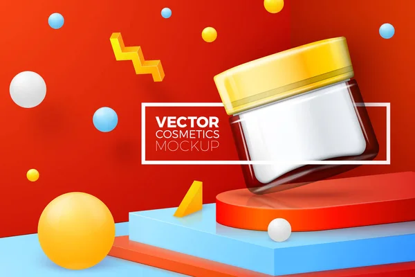 Místo vektorového abstraktního rohu, skleněná kosmetika — Stockový vektor