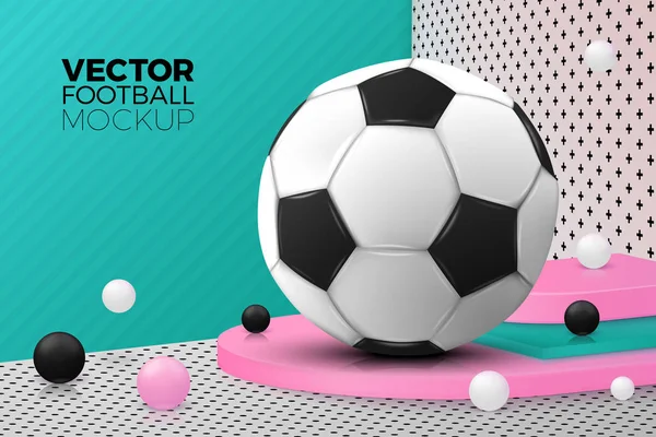 Vector cena abstrata, pódio e bola de futebol — Vetor de Stock