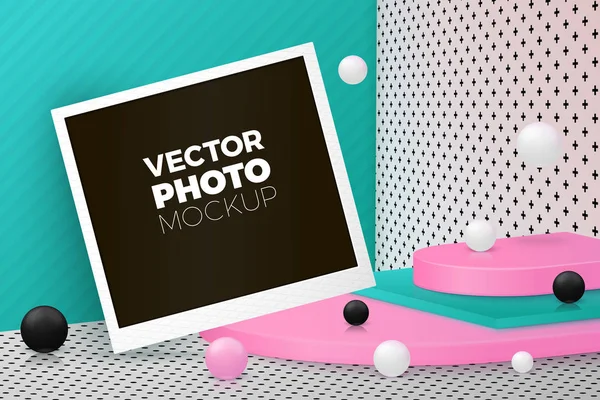 Vektorová stěna v rohu abstraktní scéna s kartou Photo — Stockový vektor