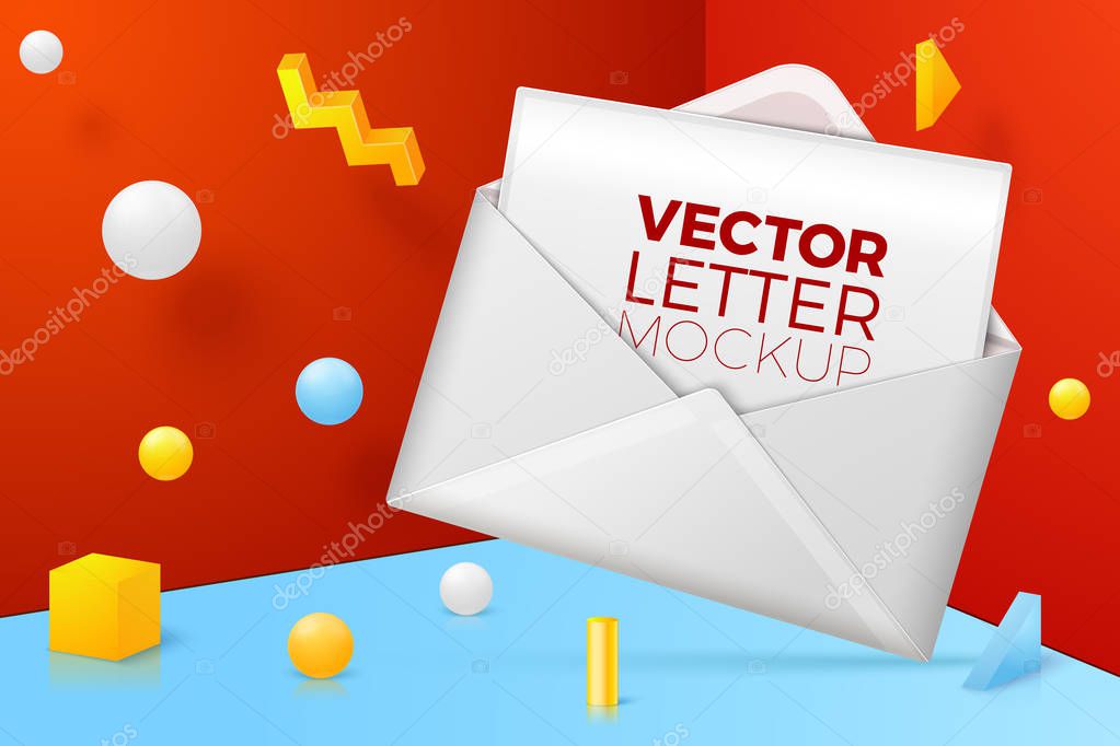 Vector abstract scene with envelope and letter
