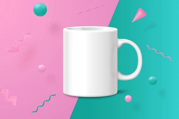 ベクトル3Dリアルな白いカップ抽象シーン — ストックベクタ