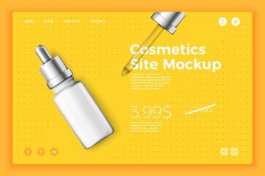 Modern site şablonunda vektör kozmetik damlalık