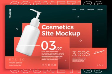 Vektör kozmetik pompa şişesi, modern site şablonu