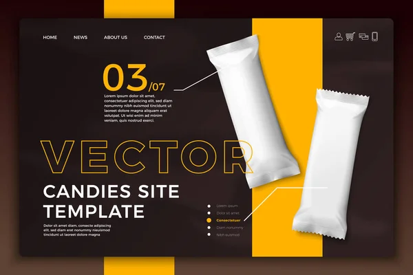 Vector Candy Bar op heldere moderne sitesjabloon — Stockvector