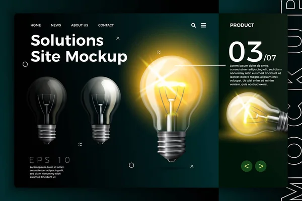 Vector Business Solutions webbplatsmall med lampa — Stock vektor