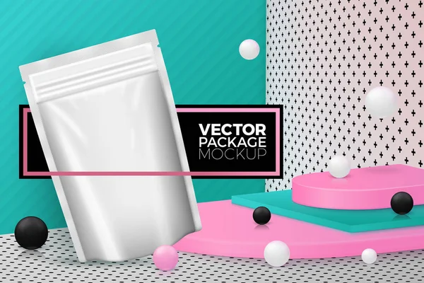 Vektor-abstrakte Szene mit Podium und Beutel-Pack — Stockvektor
