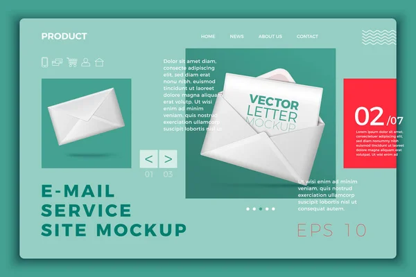 Modèle de site d'enveloppe de lettre ouverte blanche vectorielle — Image vectorielle