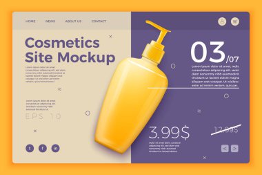 Vektör kozmetik pompa şişesi modern site şablonu