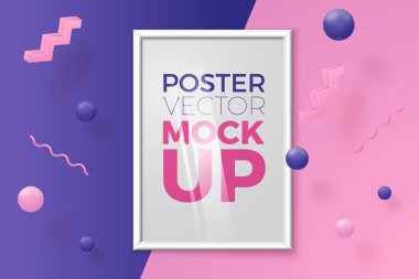Metinli vektör gerçekçi poster soyut sahnesi